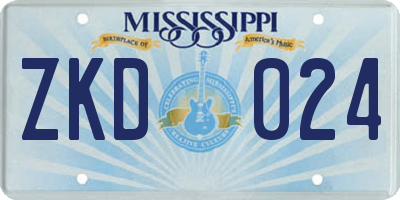MS license plate ZKD024