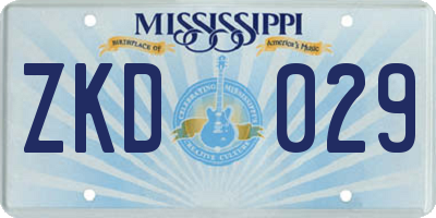 MS license plate ZKD029