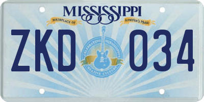 MS license plate ZKD034
