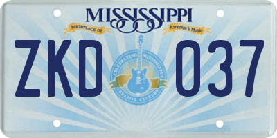 MS license plate ZKD037