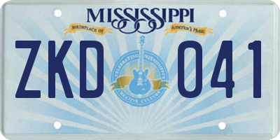 MS license plate ZKD041