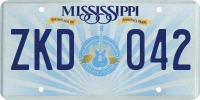 MS license plate ZKD042