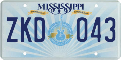 MS license plate ZKD043