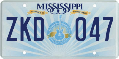 MS license plate ZKD047