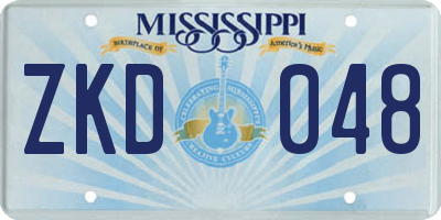 MS license plate ZKD048