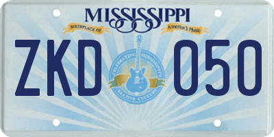 MS license plate ZKD050