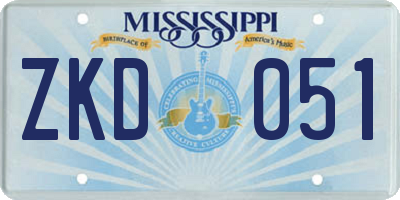 MS license plate ZKD051