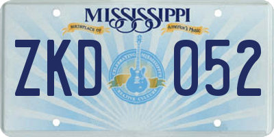 MS license plate ZKD052