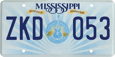 MS license plate ZKD053
