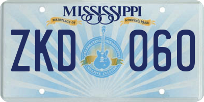 MS license plate ZKD060