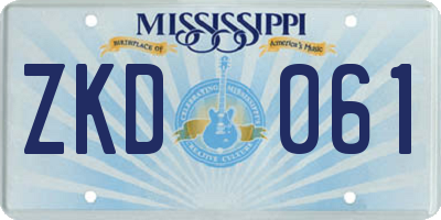 MS license plate ZKD061