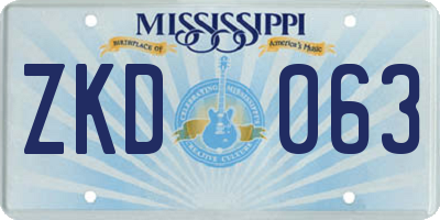 MS license plate ZKD063