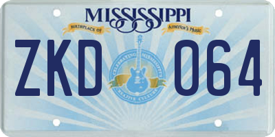MS license plate ZKD064