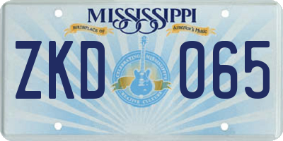 MS license plate ZKD065