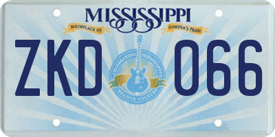 MS license plate ZKD066