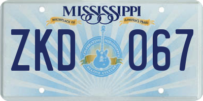 MS license plate ZKD067