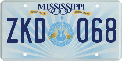 MS license plate ZKD068
