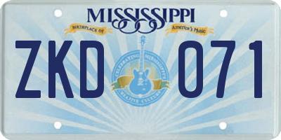 MS license plate ZKD071