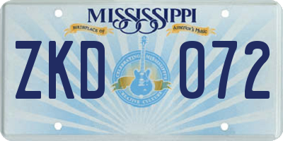 MS license plate ZKD072
