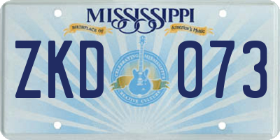 MS license plate ZKD073