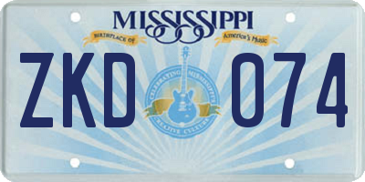 MS license plate ZKD074