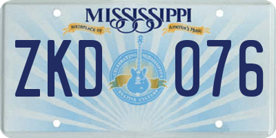 MS license plate ZKD076