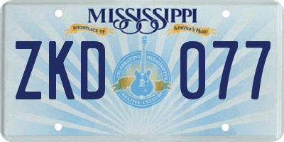 MS license plate ZKD077