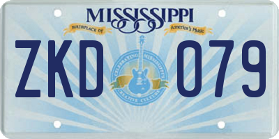 MS license plate ZKD079
