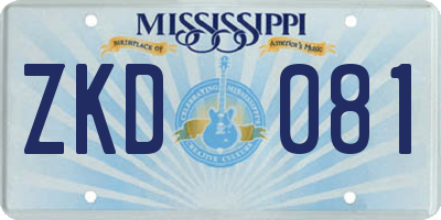 MS license plate ZKD081