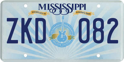 MS license plate ZKD082