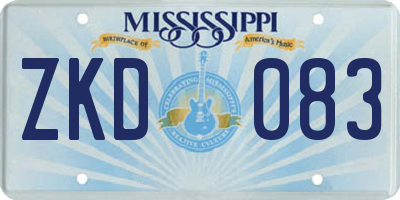 MS license plate ZKD083