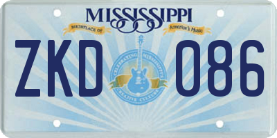 MS license plate ZKD086