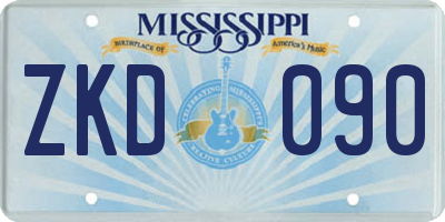 MS license plate ZKD090