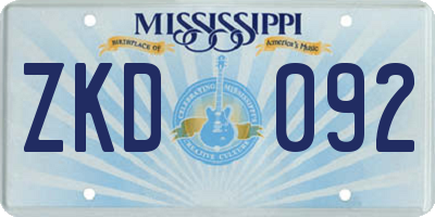 MS license plate ZKD092