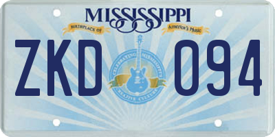 MS license plate ZKD094