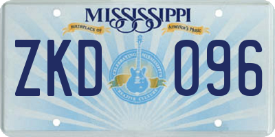 MS license plate ZKD096