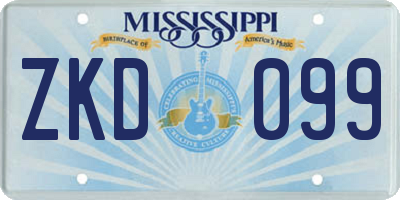 MS license plate ZKD099