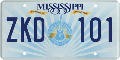 MS license plate ZKD101