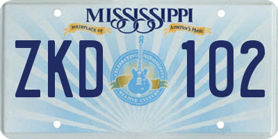 MS license plate ZKD102