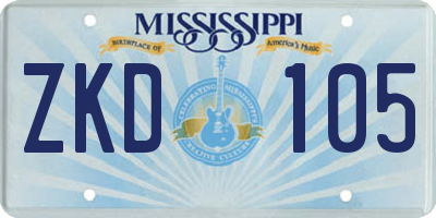 MS license plate ZKD105
