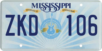 MS license plate ZKD106