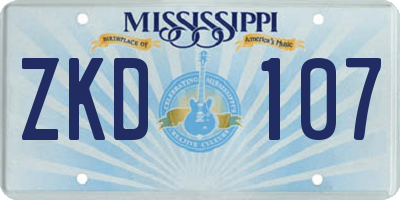 MS license plate ZKD107