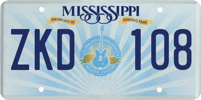 MS license plate ZKD108