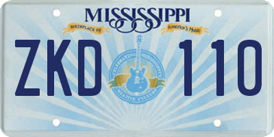 MS license plate ZKD110