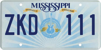 MS license plate ZKD111