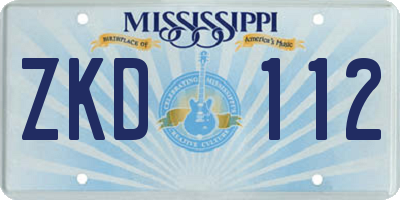 MS license plate ZKD112