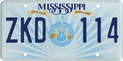 MS license plate ZKD114
