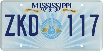 MS license plate ZKD117
