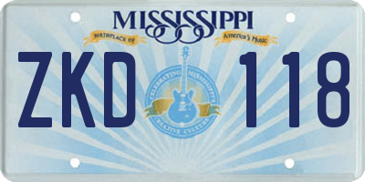 MS license plate ZKD118