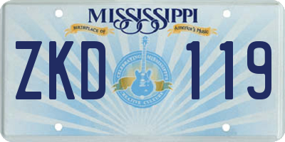 MS license plate ZKD119
